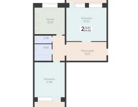 2-комнатная квартира, 84.88 м2 , 4 этаж, Квартал, 3 - фото 1