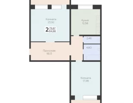 2-комнатная квартира, 84.88 м2 , 3 этаж, Квартал, 3 - фото 1