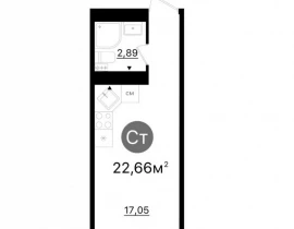 Квартира студия, 22.66 м2 , 10 этаж,  проспект Кирова, 71 - фото 1