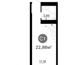 Квартира студия, 22.86 м2 , 10 этаж,  проспект Кирова, 71 - фото 1