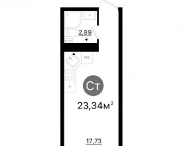 Квартира студия, 23.34 м2 , 11 этаж,  проспект Кирова, 71 - фото 1