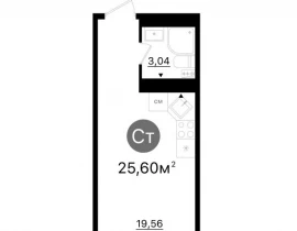 Квартира студия, 25.6 м2 , 10 этаж,  проспект Кирова, 71 - фото 1
