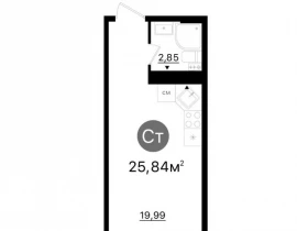 Квартира студия, 25.84 м2 , 10 этаж,  проспект Кирова, 71 - фото 1