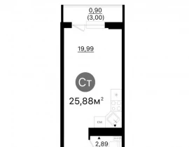 Квартира студия, 25.88 м2 , 10 этаж,  проспект Кирова, 71 - фото 1