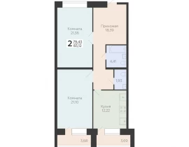 2-комнатная квартира, 83.12 м2 , 8 этаж, Квартал, 3 - фото 1