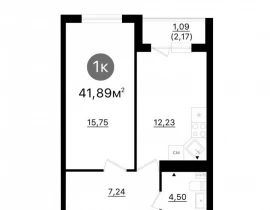 1-комнатная квартира, 41.89 м2 , 8 этаж,  проспект Кирова, 71 - фото 1
