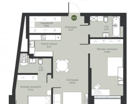 2-комнатная квартира, 64.3 м2 , 15 этаж, Ново-Садовая улица - фото 1