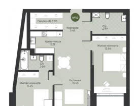 2-комнатная квартира, 64.75 м2 , 20 этаж, Ново-Садовая улица - фото 1