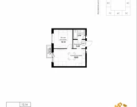 1-комнатная квартира, 39.03 м2 , 3 этаж, 11 квартал - фото 1