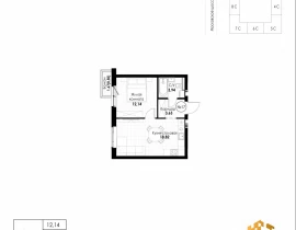 1-комнатная квартира, 39.03 м2 , 4 этаж, 11 квартал - фото 1
