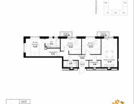 3-комнатная квартира, 77.17 м2 , 5 этаж, 11 квартал - фото 1