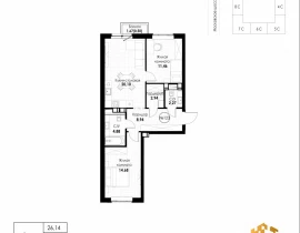 2-комнатная квартира, 65.77 м2 , 7 этаж, 11 квартал - фото 1