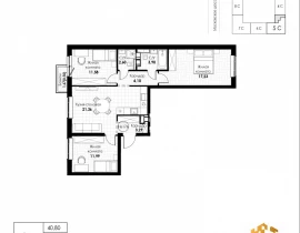 3-комнатная квартира, 76.55 м2 , 3 этаж, 11 квартал - фото 1