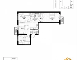 3-комнатная квартира, 77.05 м2 , 4 этаж, 11 квартал - фото 1