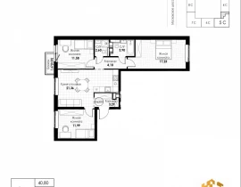 3-комнатная квартира, 76.55 м2 , 7 этаж, 11 квартал - фото 1