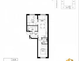 2-комнатная квартира, 61.36 м2 , 1 этаж, 11 квартал - фото 1