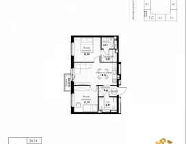 2-комнатная квартира, 57.83 м2 , 6 этаж, 11 квартал - фото 1