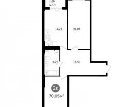 2-комнатная квартира, 70.65 м2 , 14 этаж,  проспект Кирова, 71 - фото 1