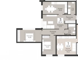 3-комнатная квартира, 84.14 м2 , 3 этаж, 9-я просека 2 линия - фото 1
