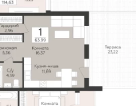 1-комнатная квартира в Промышленном районе, 63.99 м2, 2 этаж, 9-я просека 2 линия - фото 1