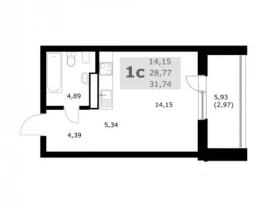 Квартира студия, 31.74 м2 , 6 этаж, Карла Маркса пр-кт, 243 - фото 1