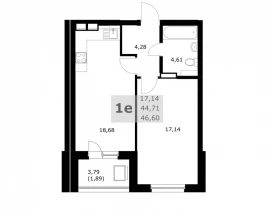 1-комнатная квартира, 46.6 м2 , 22 этаж, Советской Армии - фото 1