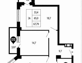 2-комнатная квартира, 66 м2 , 6 этаж, Гая ул, 30а - фото 15