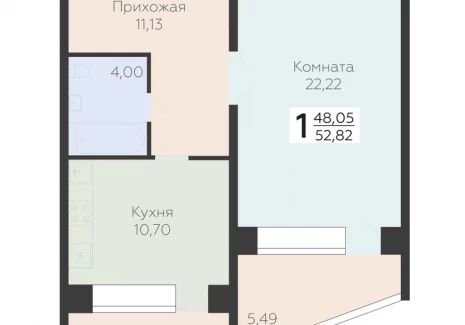 1-комнатная квартира - Квартал, 3 / ЖК Салют - фото 1
