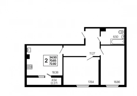 2-комнатная квартира - 3-й проезд, 44 / ЖК Развитие - фото 1