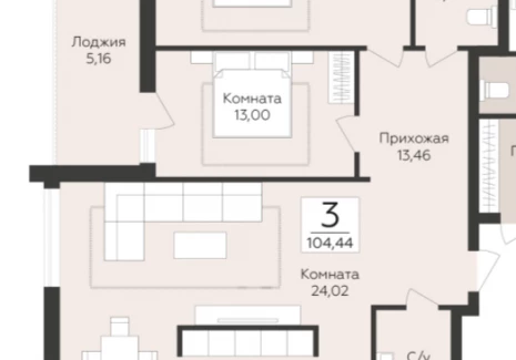 3-комнатная квартира - 9-я просека 2 линия / ЖК Клубный квартал БАРБОШИНА ПОЛЯНА - фото 1