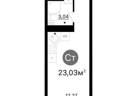 Квартира студия -  проспект Кирова, 71 / ЖК Старт - 2 - фото 1