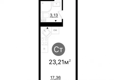 Квартира студия -  проспект Кирова, 71 / ЖК Старт - 2 - фото 1