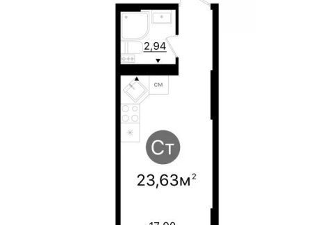 Квартира студия -  проспект Кирова, 71 / ЖК Старт - 2 - фото 1