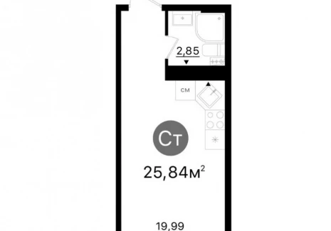 Квартира студия -  проспект Кирова, 71 / ЖК Старт - 2 - фото 1