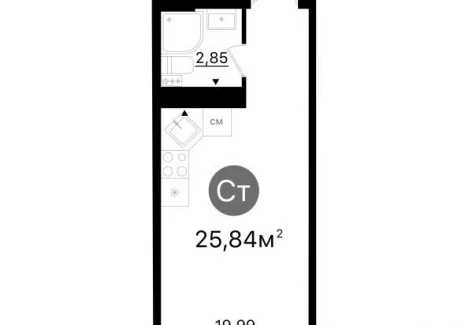 Квартира студия -  проспект Кирова, 71 / ЖК Старт - 2 - фото 1
