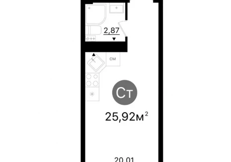 Квартира студия -  проспект Кирова, 71 / ЖК Старт - 2 - фото 1