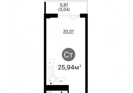 Квартира студия -  проспект Кирова, 71 / ЖК Старт - 2 - фото 1