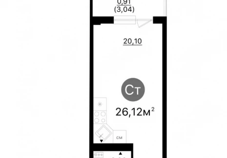 Квартира студия -  проспект Кирова, 71 / ЖК Старт - 2 - фото 1