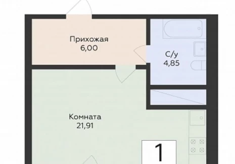Квартира студия - Советской Армии ул, 242 / ЖК Юность - фото 1