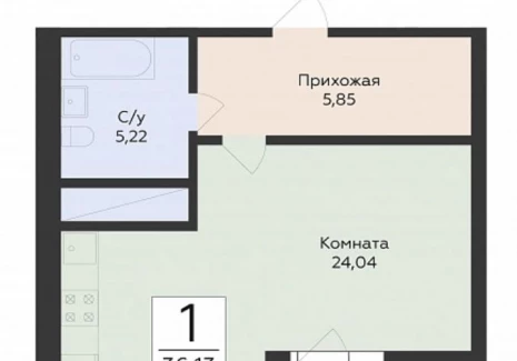 Квартира студия - Советской Армии ул, 242 / ЖК Юность - фото 1