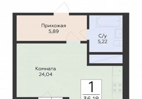 Квартира студия - Советской Армии ул, 242 / ЖК Юность - фото 1