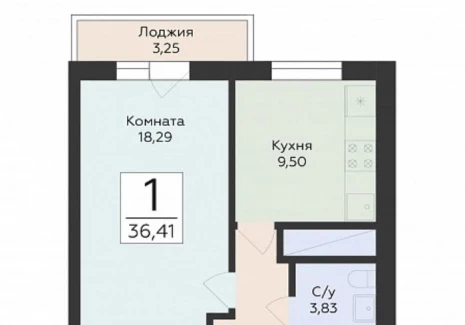 1-комнатная квартира - Советской Армии ул, 242 / ЖК Юность - фото 1