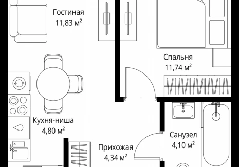 1-комнатная квартира - 3-й Силикатный проезд, 10 / ЖК Джойс - фото 1