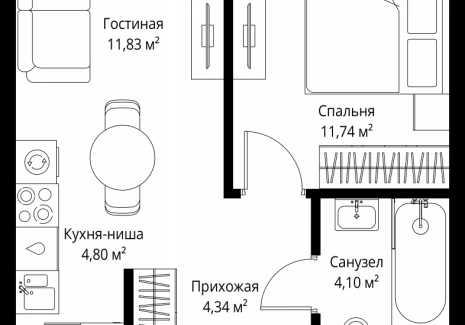 1-комнатная квартира - 3-й Силикатный проезд, 10 / ЖК Джойс - фото 1