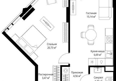 1-комнатная квартира - 3-й Силикатный проезд, 10 / ЖК Джойс - фото 1