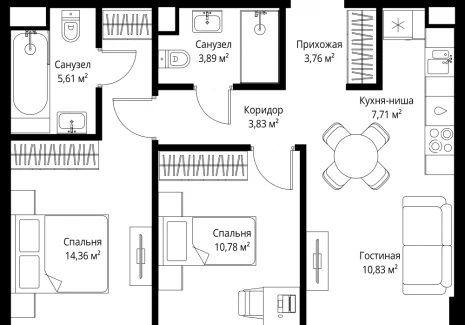 2-комнатная квартира - 3-й Силикатный проезд, 10 / ЖК Джойс - фото 1