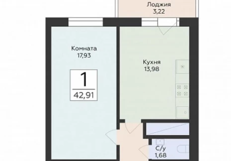 1-комнатная квартира - Советской Армии ул, 242 / ЖК Юность - фото 1