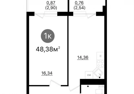 1-комнатная квартира -  проспект Кирова, 71 / ЖК Старт - 2 - фото 1