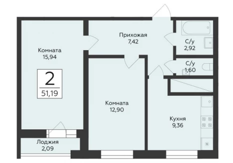 2-комнатная квартира - Советской Армии ул, 242 / ЖК Юность - фото 1