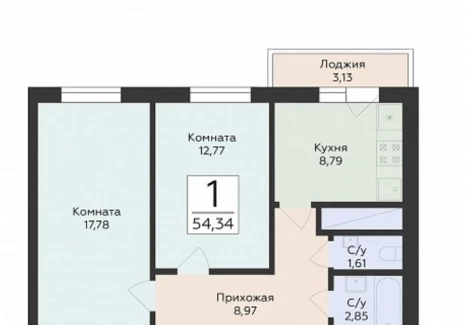 2-комнатная квартира - Советской Армии ул, 242 / ЖК Юность - фото 1